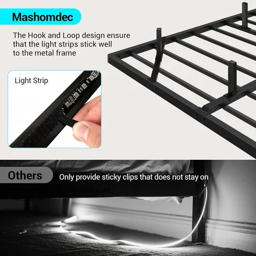 Miniatura 7 de Twin XL Size Floating Metal Bed Frame with Smart LED Lights & Charging Station, Metal Platform Bed Base No Box Spring Needed, Easy Assembly, Noise
