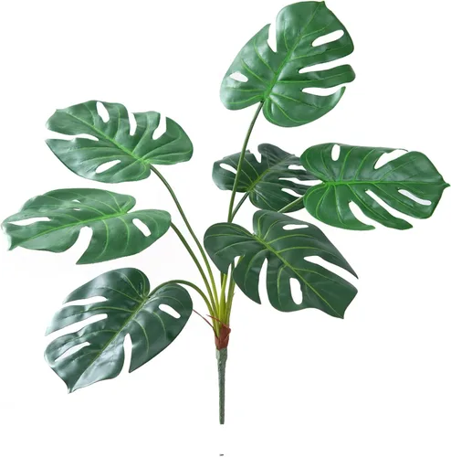 CXGS Hojas de palma de Monstera tropicales artificiales, hojas de tortuga sintética con tallos de plantas de palma falsas de tacto real, hojas
