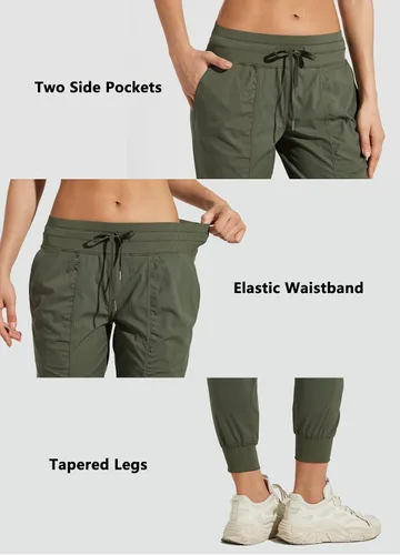 Miniatura 5 de Willit Pantalones deportivos de estudio para mujer, para baile, senderismo, viajes, a rayas, con cordón y bolsillos