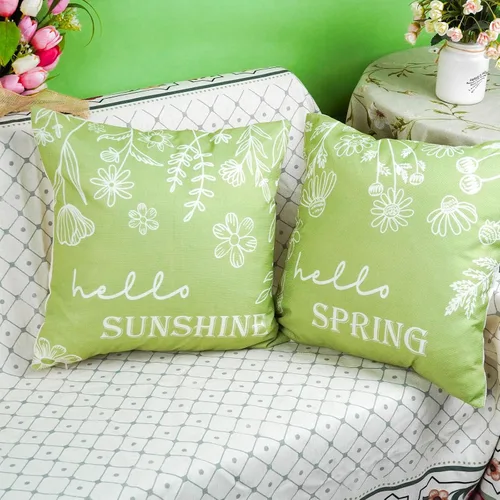 Miniatura 3 de ONWAY Juego de 2 fundas de almohada primaverales de 18 x 18 pulgadas, decoración floral de Hello Spring, para exteriores, patio, funda de cojín