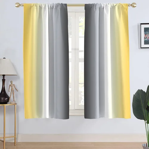 Miniatura 10 de AAtter Cortinas de ventana color verde azulado turquesa para cocina, blanco, azul, gris aguamarina, degradado, gris, negro, degradado, pequeño