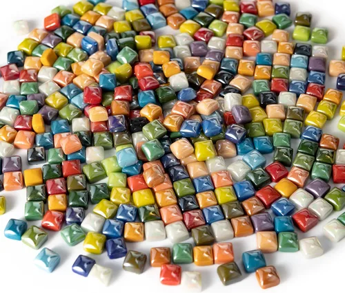 Miniatura 4 de Lanyani 1.7 libras/350 piezas de azulejos de mosaico de vidrio vibrante surtido para manualidades, azulejos de vidrio de piedra brillante colorida a