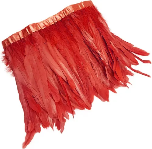 Miniatura 14 de 2 yardas de flecos de plumas hackle de gallo de 8-10 pulgadas, ribete de plumas para costura y manualidades, decoraciones de bricolaje - Negro