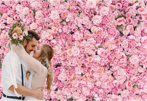 Miniatura 4 de Telón de fondo de pared rosa rosa de 5 x 3 pies con flores rosas para fotografía, telón de fondo para exteriores, recién nacido, baby shower, boda