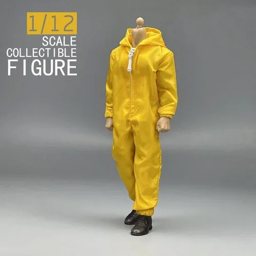 Miniatura 2 de ximitoy Ropa de soldado a escala 1/12 Modelo de mono amarillo de moda para 6 '' (sin figura)