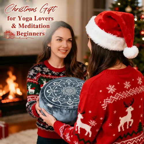 Miniatura 6 de Hihealer Cojín de meditación, funda de terciopelo tradicional tibetano para meditación, cojín grande para el suelo para adultos, cojín de trigo Azul