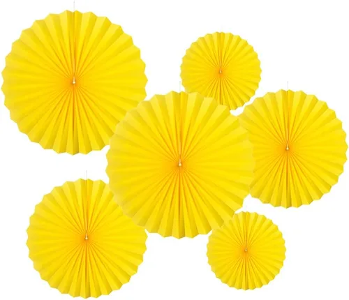 Miniatura 11 de MOWO Abanicos de papel negro para colgar decoración (negro, 6 piezas)