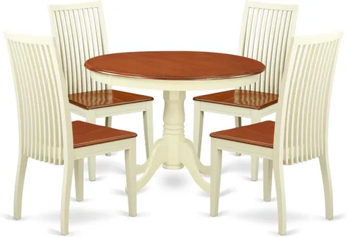 Miniatura 10 de East West Furniture HLIP3-BMK-W - Juego de comedor de 3 piezas que contiene una mesa de comedor redonda con pedestal y 2 sillas de cocina, 42 x 42