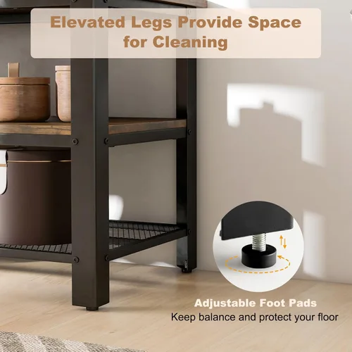 Miniatura 7 de Tangkula Soporte de TV pequeño para televisores de hasta 50 pulgadas, mesa consola de TV de 3 niveles con tomas de corriente, puertos USB, estantes