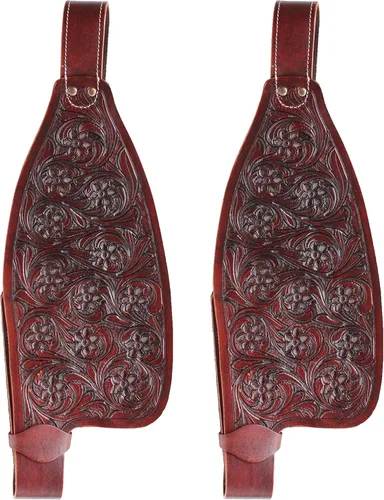 CHALLENGER Horse Western Leather Replacement Saddle Fenders Pair 52FenderV Mahogany Tooled