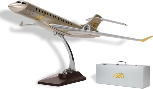Miniatura 7 de Modelo de avión a escala 1:100 Gulfstream G650 Aviones de simulación a presión para adultos, modelo de resina de 12 pulgadas, entusiastas