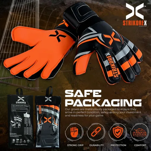 Miniatura 5 de Guantes de portero para niños y jóvenes con palma de látex de 0.157 in, agarre fuerte, guantes de fútbol para adultos y niños con dedos Fluo