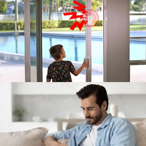 Miniatura 5 de Alarma de puerta con control remoto, alarmas inalámbricas de ventana de 120 dB con sensor abierto con múltiples modos, alarma de puerta de piscina