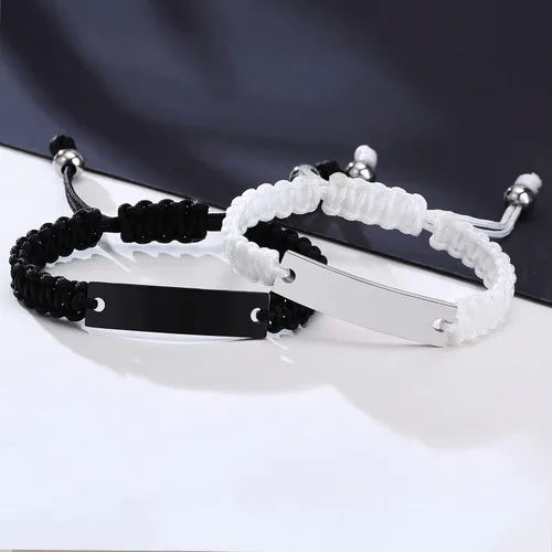 Miniatura 5 de VNOX Pulsera Personalizada Personalizable Nombre Fecha Cita Amistad Amor Pareja Pulsera Hecha a Mano Cuerda Trenzada Pulsera Regalo Aniversario