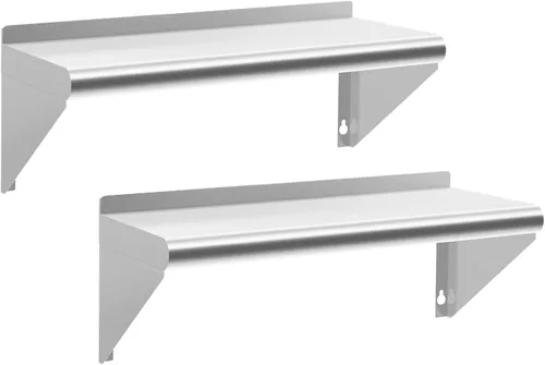 Miniatura 21 de Estante de acero inoxidable de 12 x 36 pulgadas, estantes de acero inoxidable comerciales de 300 libras para montaje en pared, estantes de metal 1
