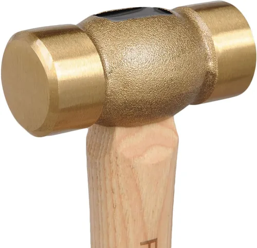 Miniatura 3 de REAL STEEL Gota forjado latón macizo sin chispas martillo 20 oz, mango de madera de nogal 0421