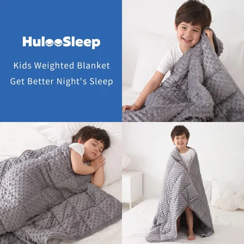 Miniatura 5 de Huloo Sleep Manta con peso para niños, tamaño Twin, de 5 libras (36"×48", gris), transpirable, suave manta con peso de minky para todas