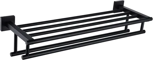 Miniatura 11 de KOKOSIRI Estante para Toallas de Baño, Porta Toallas de 32 Pulgadas con Barras de Toallas Dobles Montado en Pared, Acero Inoxidable Pulido Cromado
