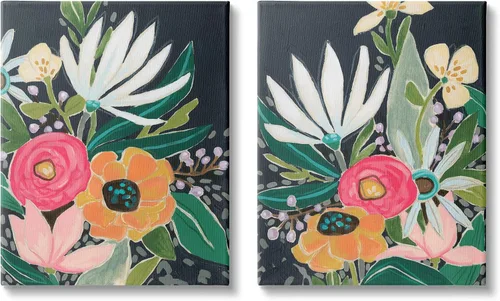 Miniatura 8 de Stupell Industries Placa de pared abstracta con diseño de flores tropicales extravagantes, diseño de June Erica Vess, 2 unidades, 10 x 15 cada uno
