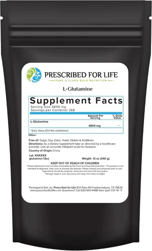 Miniatura 8 de Prescribed For Life L Glutamina en polvo, suplemento de aminoácidos de glutamina pura L para la salud intestinal y la recuperación muscular, sin