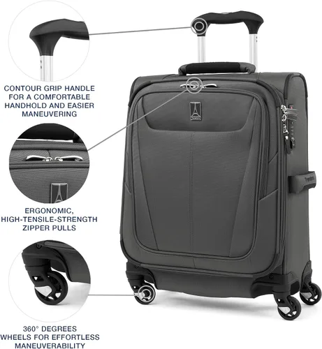 Miniatura 220 de Travelpro Maxlite 5 - Juego de 2 piezas de equipaje de mano de tela, expandibles con 4 ruedas giratorias, bolso blando para debajo del asiento, Negro