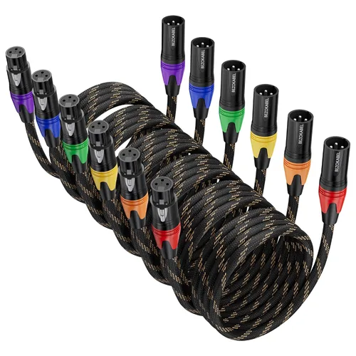 Miniatura 12 de Cables XLR - Paquete de 6 cables XLR trenzados de nailon trenzado y cable de micrófono equilibrado para micrófonos, mezcladores y altavoces