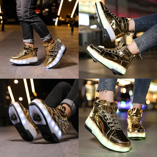 Miniatura 6 de MAQLPC Zapatos deportivos de baile con luz LED para niños y niñas, con carga USB, para Halloween, fiesta de Navidad