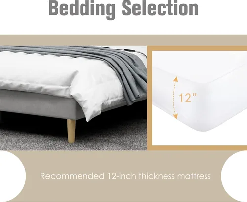 Miniatura 6 de AGARTT Marco de Cama Plataforma Tapizada Tamaño Queen con Cabecero y Pie de Cama/Soporte de Listones de Madera/No Necesita Somier/Fácil Montaje