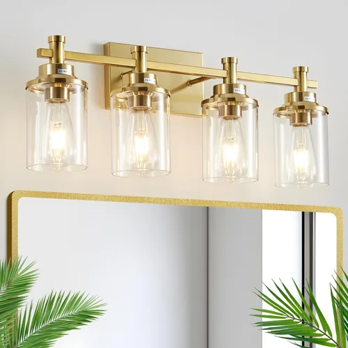 Miniatura 11 de Accesorios de Luz de Baño de 3 Luces, Accesorio de Luz de Tocador Negro y Dorado Cepillado Sobre Espejo, Apliques de Pared Modernos Iluminación