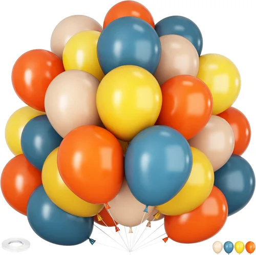 Miniatura 12 de HILAVO - Kit de globos tropicales, 60 globos hawaianos de 12", color rosa intenso, naranja, verde azulado, verde, dorado metálico, globos de látex
