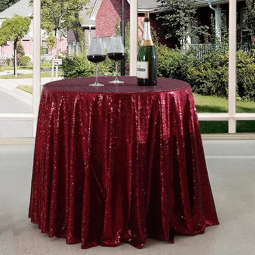 Miniatura 42 de Manteles redondos de lentejuelas negros para fiestas, de 121,9 cm, mantel redondo de purpurina ajustado, pequeño, lindo y dulce, para boda