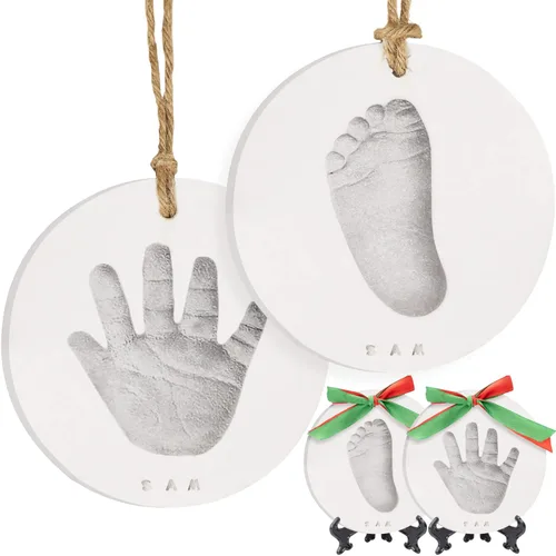 Miniatura 11 de KeaBabies Kit de recuerdo de manos y huellas para bebé, kit de adornos de huellas de manos y pies recién nacidos de secado rápido para niños