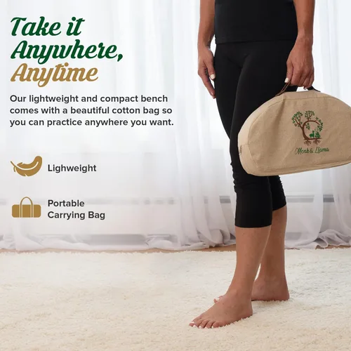 Miniatura 6 de Monk & Llama Banco de meditación – Taburete plegable y ergonómico de bambú – Perfecto banco Seiza silla de meditación para oración y viajes – Beige