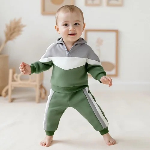Miniatura 220 de Conjunto de ropa de otoño e invierno para bebé y niño, sudadera larga con capucha y pantalones para niños pequeños, 6, 12, 18, 24 meses, 2T
