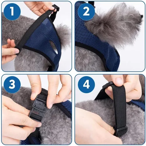Miniatura 5 de Pañales grandes lavables para perras, bandas transpirables y ajustables para el vientre para el hogar (negro y azul, L)
