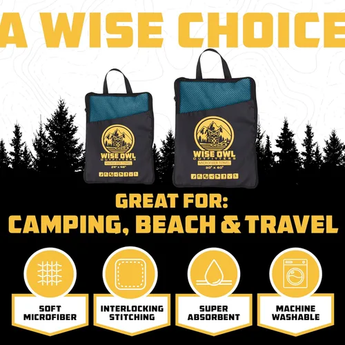 Miniatura 2 de Wise Owl Outfitters Microfiber Camping Towel - Quick Dry Towel for Travel, Backpacking, Hiking, Beach, Gym & Yoga - Compact, Fast Drying &