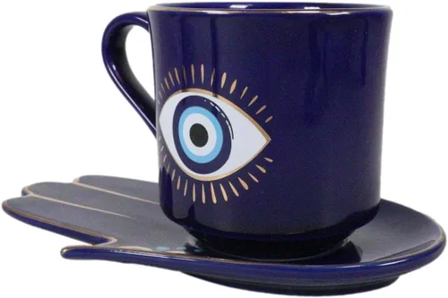 Miniatura 7 de Ebros Gift Wicca Occult Evil Eye Of Providence With Hamsa Quirología Quirología Palmistry Taza de café Taza de té con platillo Juego de vasos Wicca