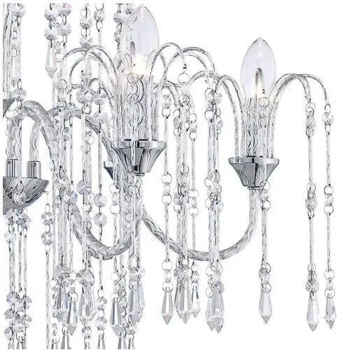 Miniatura 9 de Vienna Full Spectrum Lámpara de araña cromada plateada de 29 pulgadas de ancho, brazo curvado de cristal transparente, 6 lámparas, comedor, casa