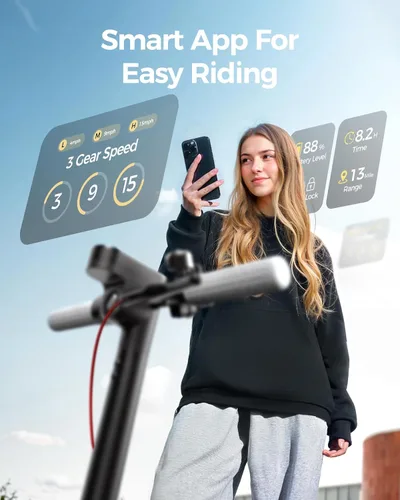Miniatura 6 de Patinete eléctrico para adultos, motor de 300W hasta 15.5 MPH, neumáticos sólidos de 8.5", pantalla LED y control por APP, patinete eléctrico