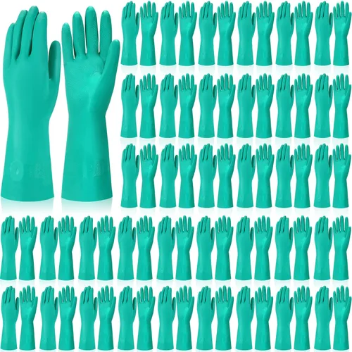 Miniatura 9 de Potchen 20 pares de guantes resistentes a productos químicos, guantes de nitrilo gruesos de servicio pesado a granel para limpieza, resisten ácido