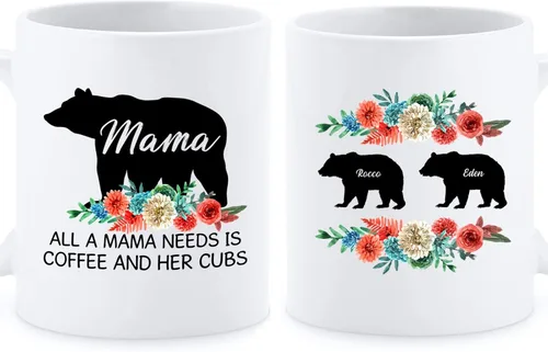 Miniatura 10 de Tazas de té personalizadas para mamá y 3 niños, tazas de café personalizadas para mamá, regalos para madre, taza madre personalizada con nombres