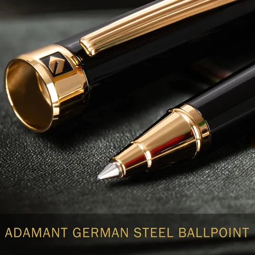 Miniatura 3 de KEYZOR Bolígrafo de escritura de lujo con repuesto Schmidt,Pluma de metal de borde de oro de 24 quilates,Set de regalo de pluma de lujo para hombres