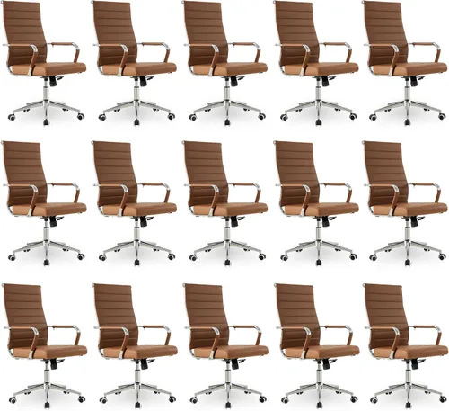 Miniatura 13 de Okeysen Office Desk Chair, Ergonomic Leather Modern Conference Room Chairs, Executive Ribbed Height Adjustable Swivel Rolling Chair for Home Office