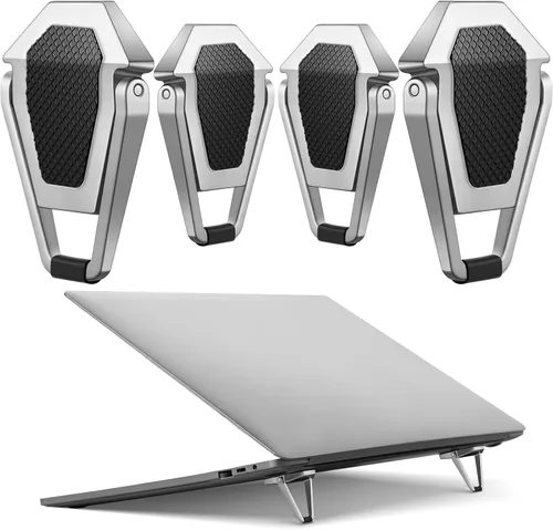 Konohan 4 piezas de soporte portátil para teclado y laptop, mini elevador de teclado de aluminio, plegable y refrigerante, elevador ligero ajustable
