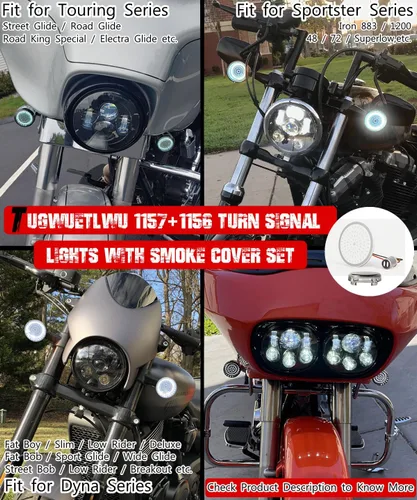 Miniatura 3 de Kit de señal de giro LED 1157 delantera y trasera 1156 de 2 pulgadas para Harley Davidson Touring Street Glide Road King Softail Dyna Sportster