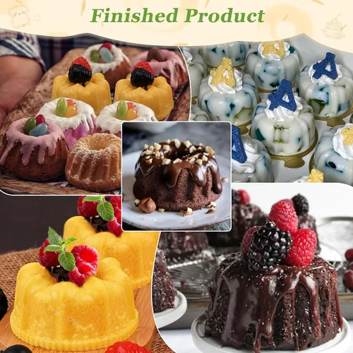 Miniatura 5 de Zorazio Molde de silicona para tartas de tubo estriado, 3 piezas, mezcla antiadherente, mini molde para hornear para cupcakes, pan de maíz, brownie