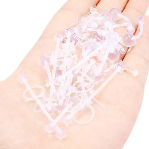 Miniatura 4 de Cisyozi 92 piezas de plástico transparente para cirugía, trabajo, deporte, 16G 14G, bioflex, labio, ceja, vientre, ombligo, tabique, nariz, pezón