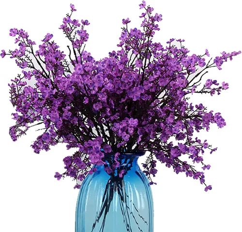 Miniatura 11 de JAKY-Global Flores Artificiales de Tela Aliento de Bebé 12 Ramos Plantas de Seda Falsas Europeas Decoración de Boda Fiesta Ramos de Tacto Real DIY