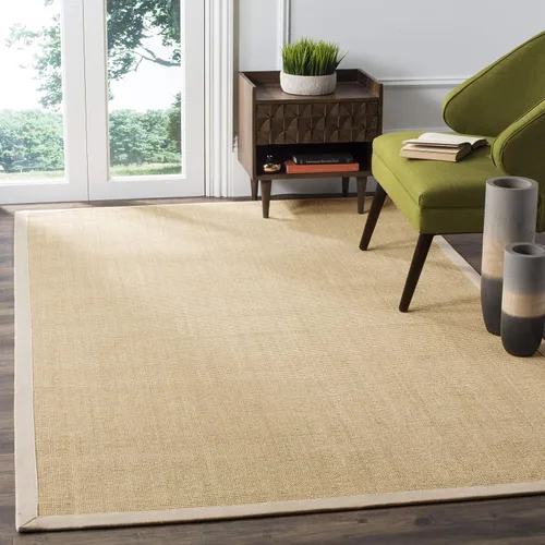 Miniatura 37 de Alfombra de sisal Safavieh, de color maíz y negro, tejida a mano, de la colección de fibras naturales; 5 x 8 pulgadas, NF441A, Tela, Gris / Gris