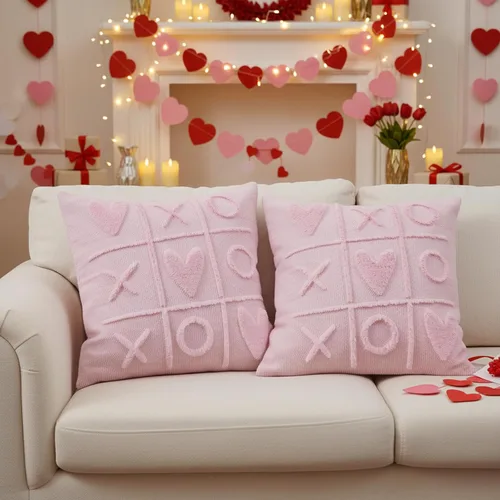 Miniatura 2 de Juego de 2 fundas de almohada de San Valentín de 16 x 16 pulgadas, decoración del día de San Valentín, fundas de almohada rosas para decoración